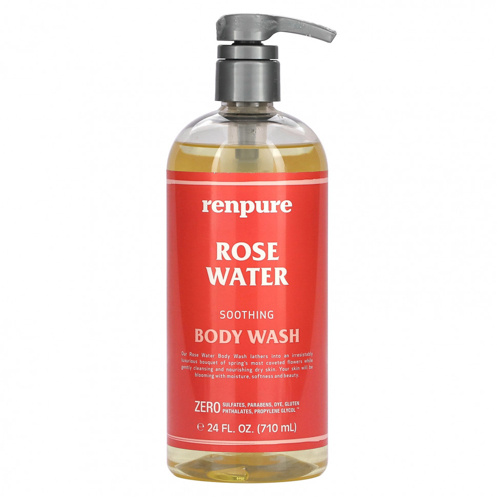   Renpure, Rose Water Soothing Body Wash, 24 fl oz (710 ml)    -     -,    