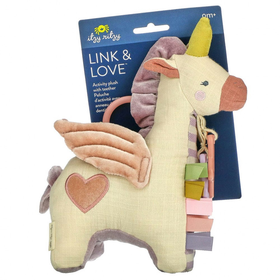   itzy ritzy, Link & Love, Activity Plush with Teether, 0+ Months, Pegs`` 1 Teether    -     -,    