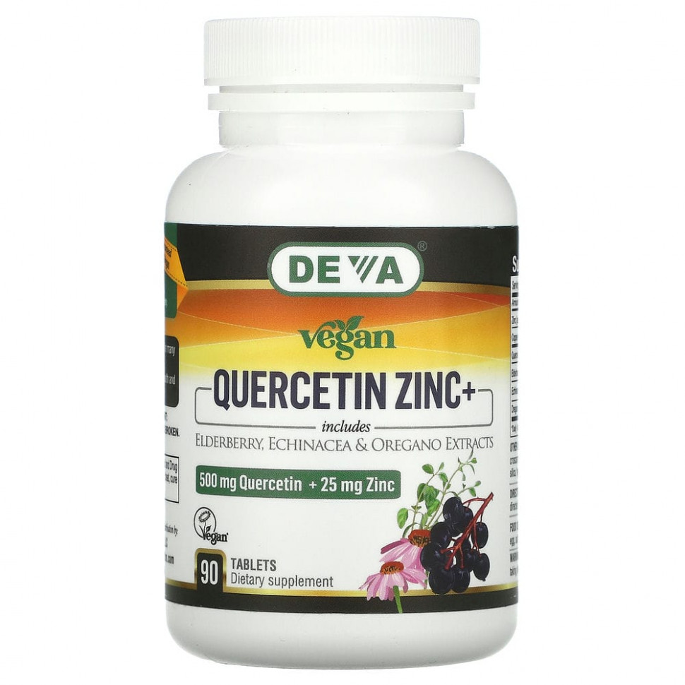   Deva, Vegan Quercetin Zinc+, 500 mg + 25 mg, 90 Tablets    -     -,    