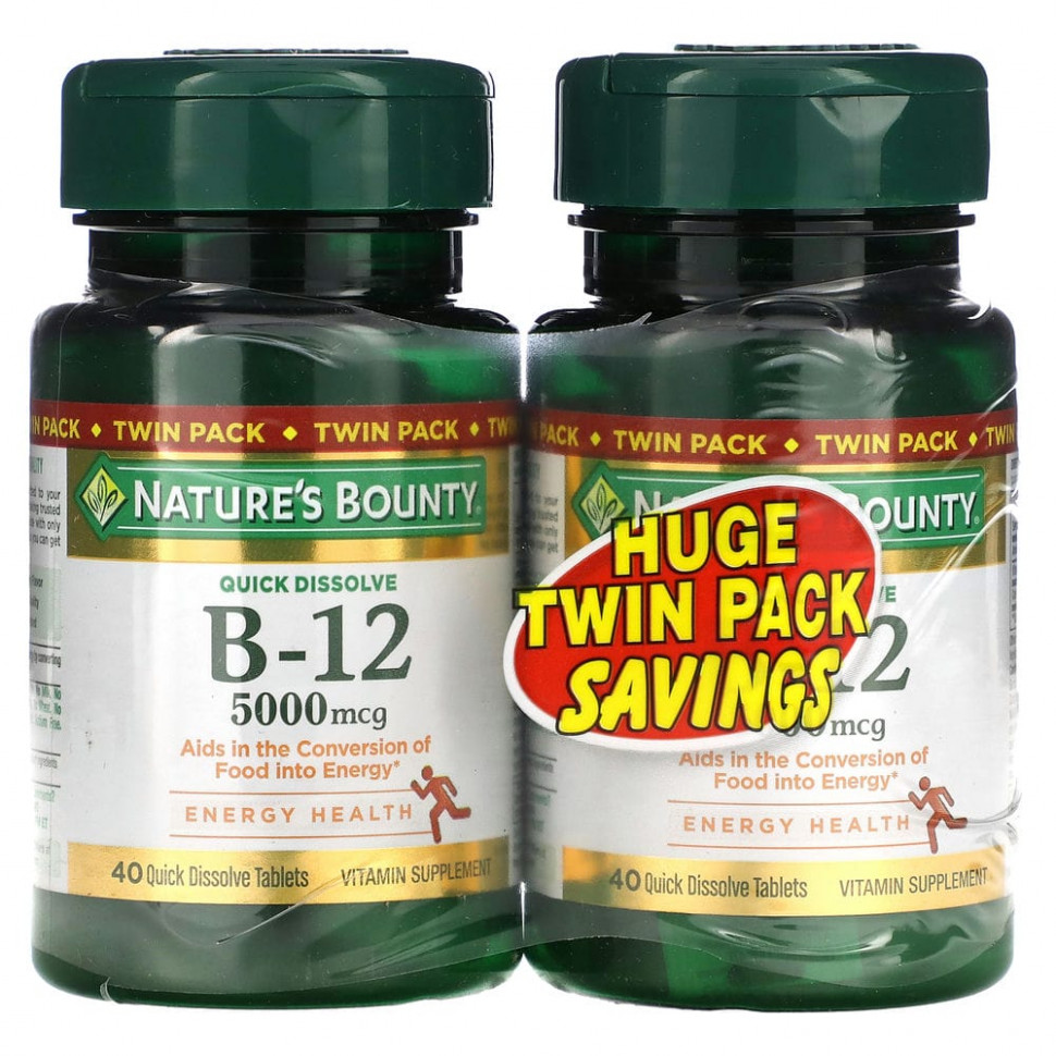   Nature's Bounty,  B12, Twin Pack,   , 5000 , 40      -     -,    