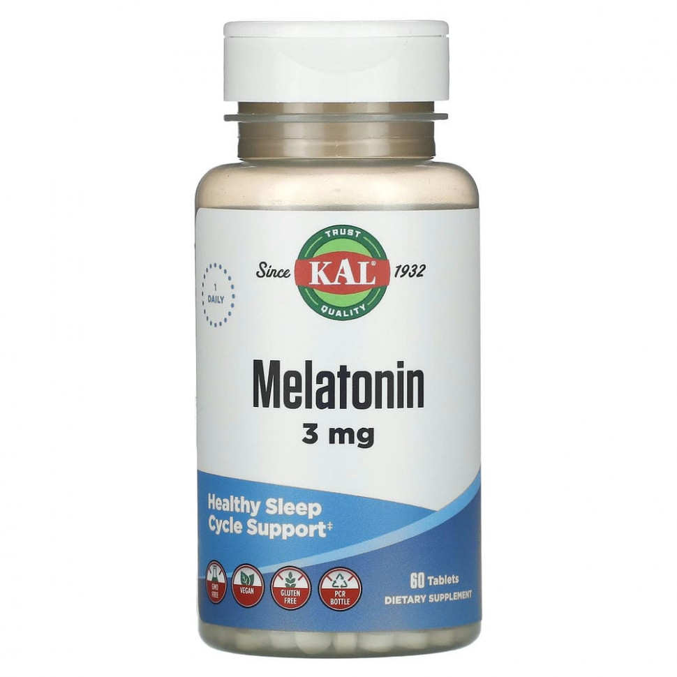   KAL, Melatonin, 3 mg, 60 Tablets    -     -,    