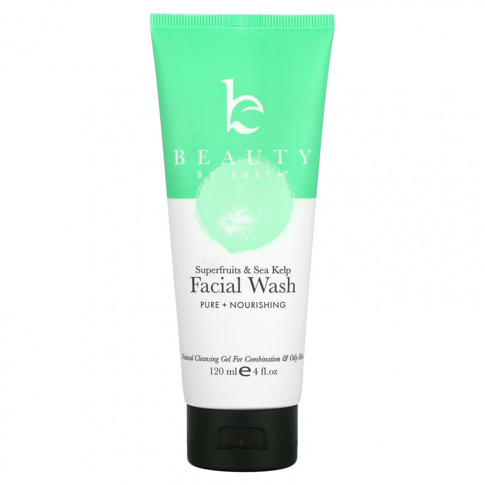   Beauty By Earth, Facial Wash, Superfruits & Sea Kelp, 4 fl oz (120 ml)    -     -,    