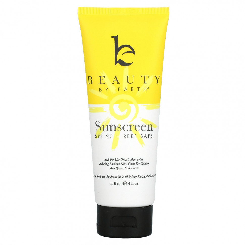   Beauty By Earth, Mineral Sunscreen, SPF 25, 4 fl oz (118 ml)    -     -,    