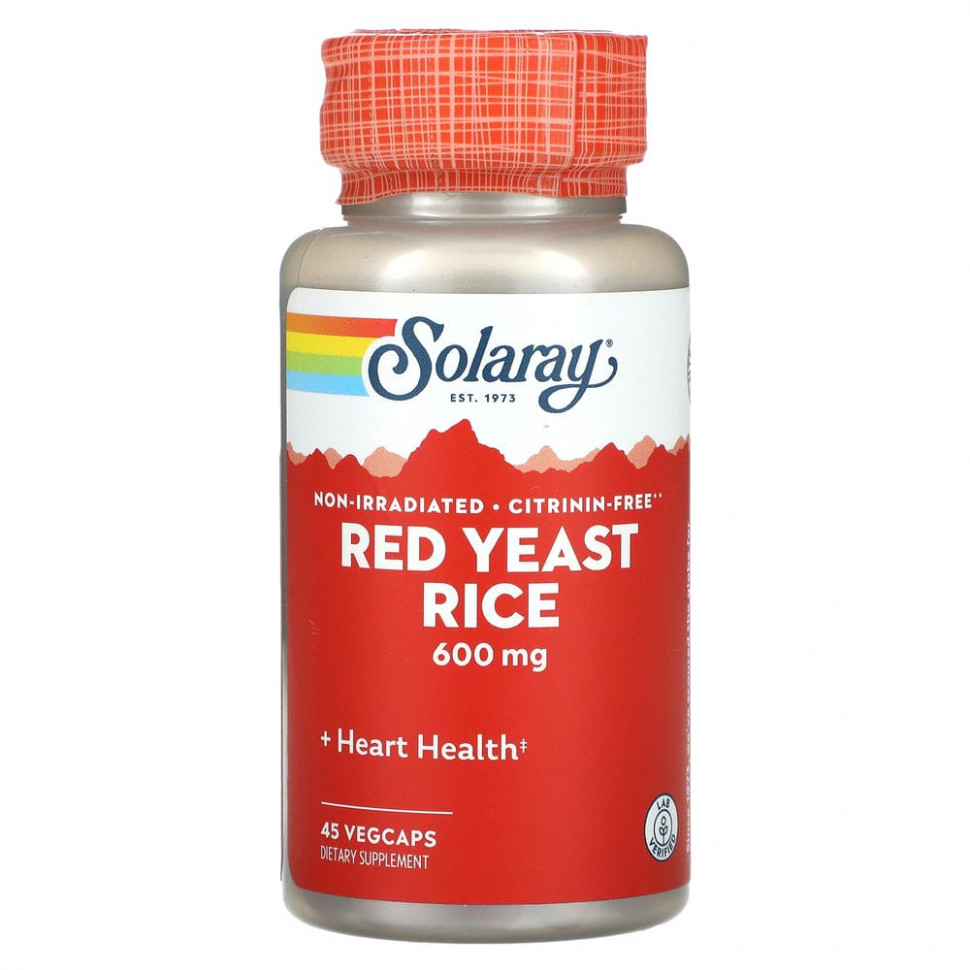   Solaray, Red Yeast Rice, 600 mg, 45 VEGCAPS    -     -,    