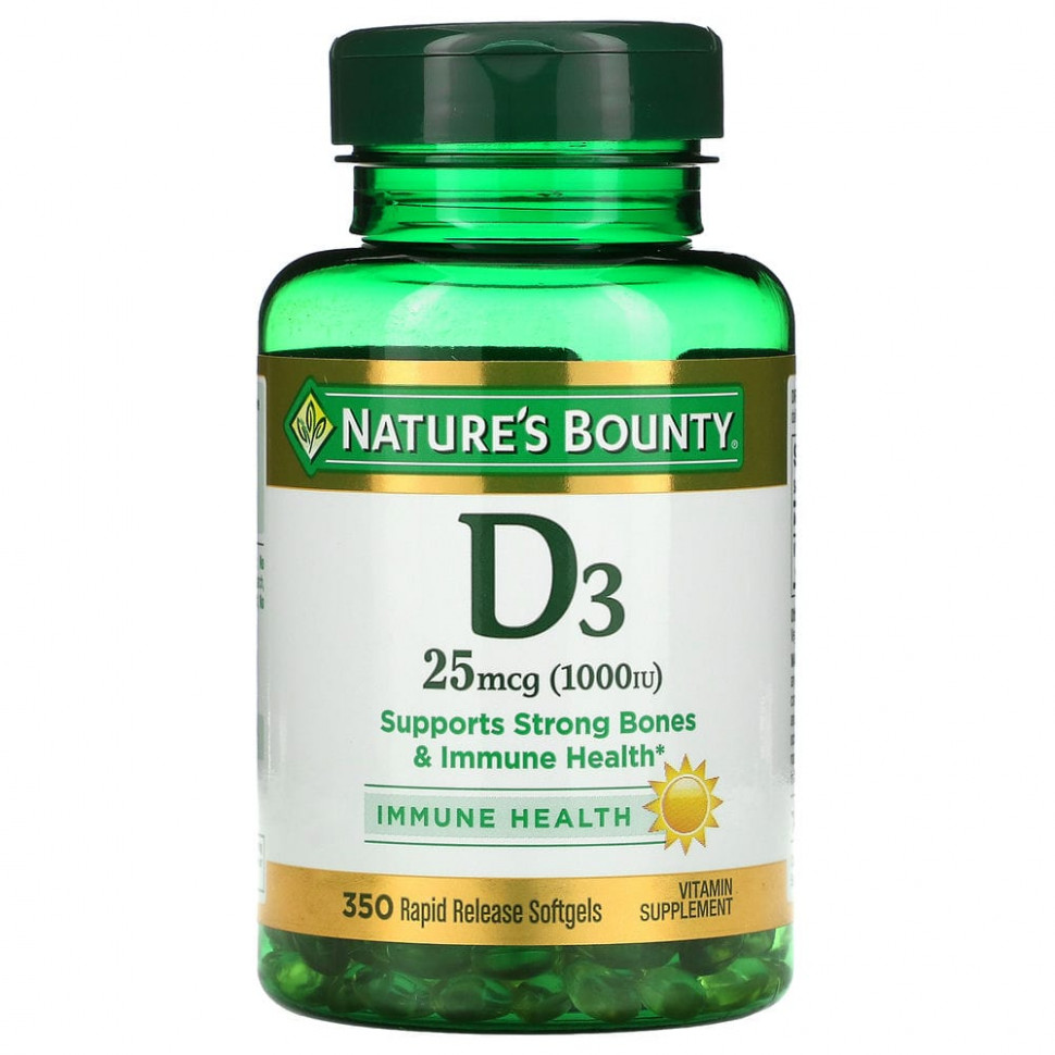   Nature's Bounty, D3, Immune Health, 25  (1000 ), 350         -     -,    