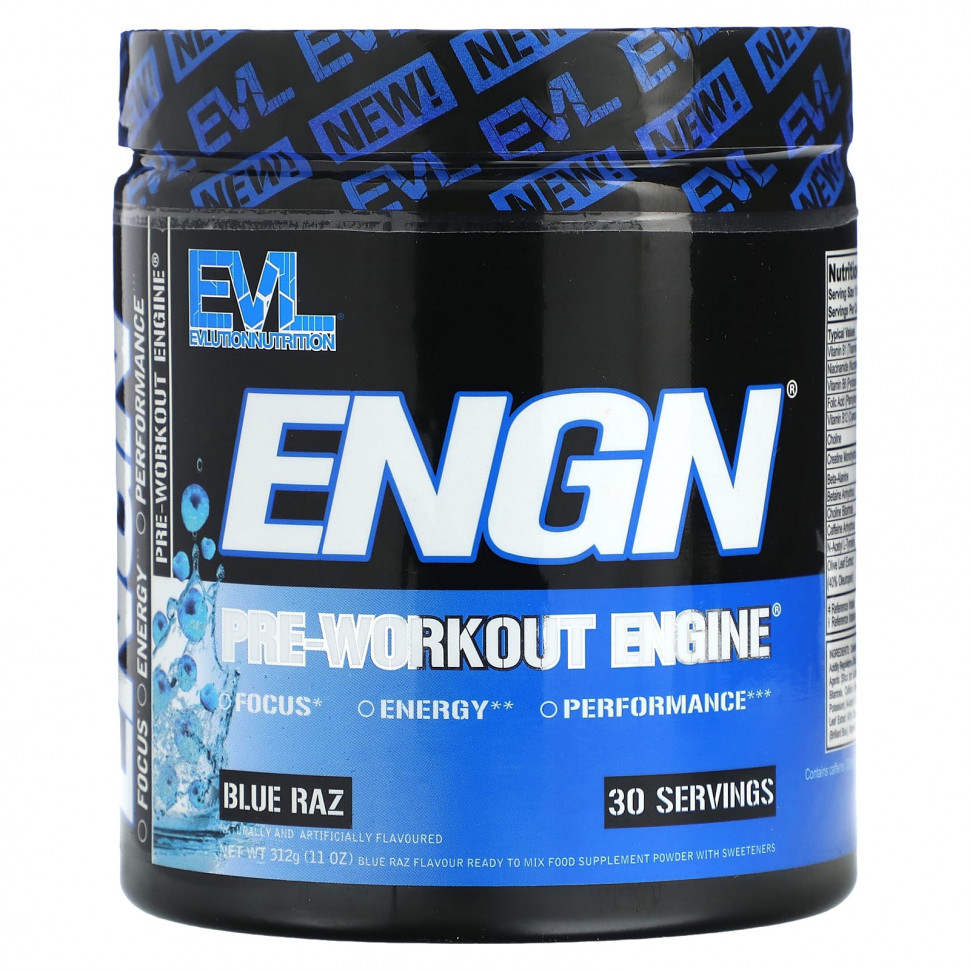   EVLution Nutrition, ENGN, Pre-Workout Engine, Blue Raz, 312  (11 )    -     -,    