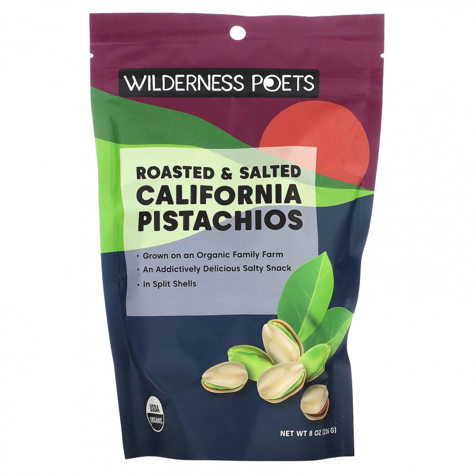   Wilderness Poets, Roasted and Salted Pistachios, 8 oz, (226.8 g)    -     -,    