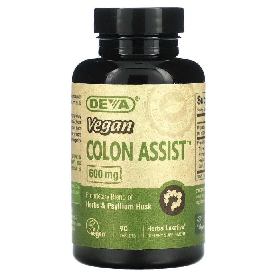   Deva, Vegan Colon Assist, 600 , 90     -     -,    