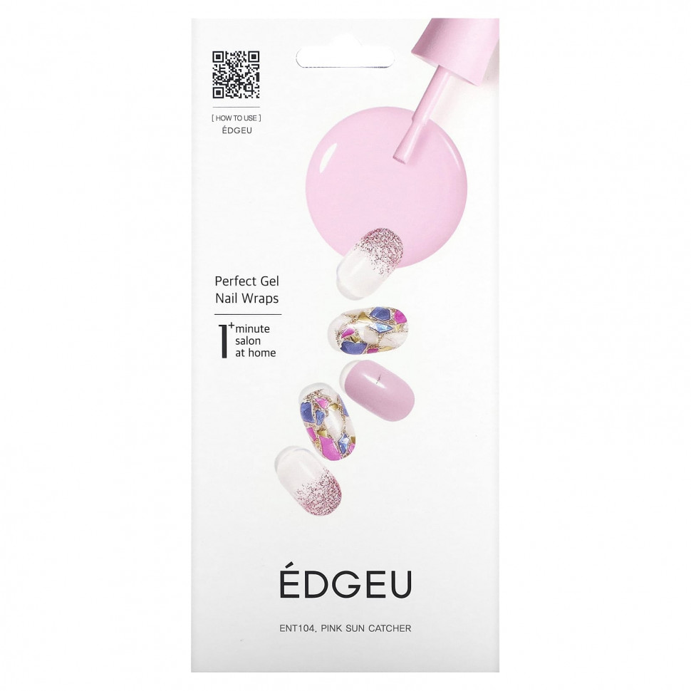   Edgeu, Perfect Gel Nail Wraps, ENT104, Pink Sun Catcher,   16     -     -,    