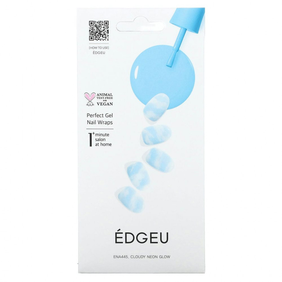   Edgeu, Perfect Gel Nail Wraps, ENA445, Cloudy Neon Glow,   16     -     -,    