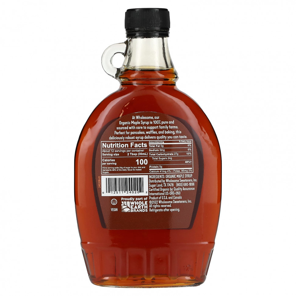   Wholesome Sweeteners, Organic Maple Syrup, Dark, 12 fl oz (355 ml)    -     -,    