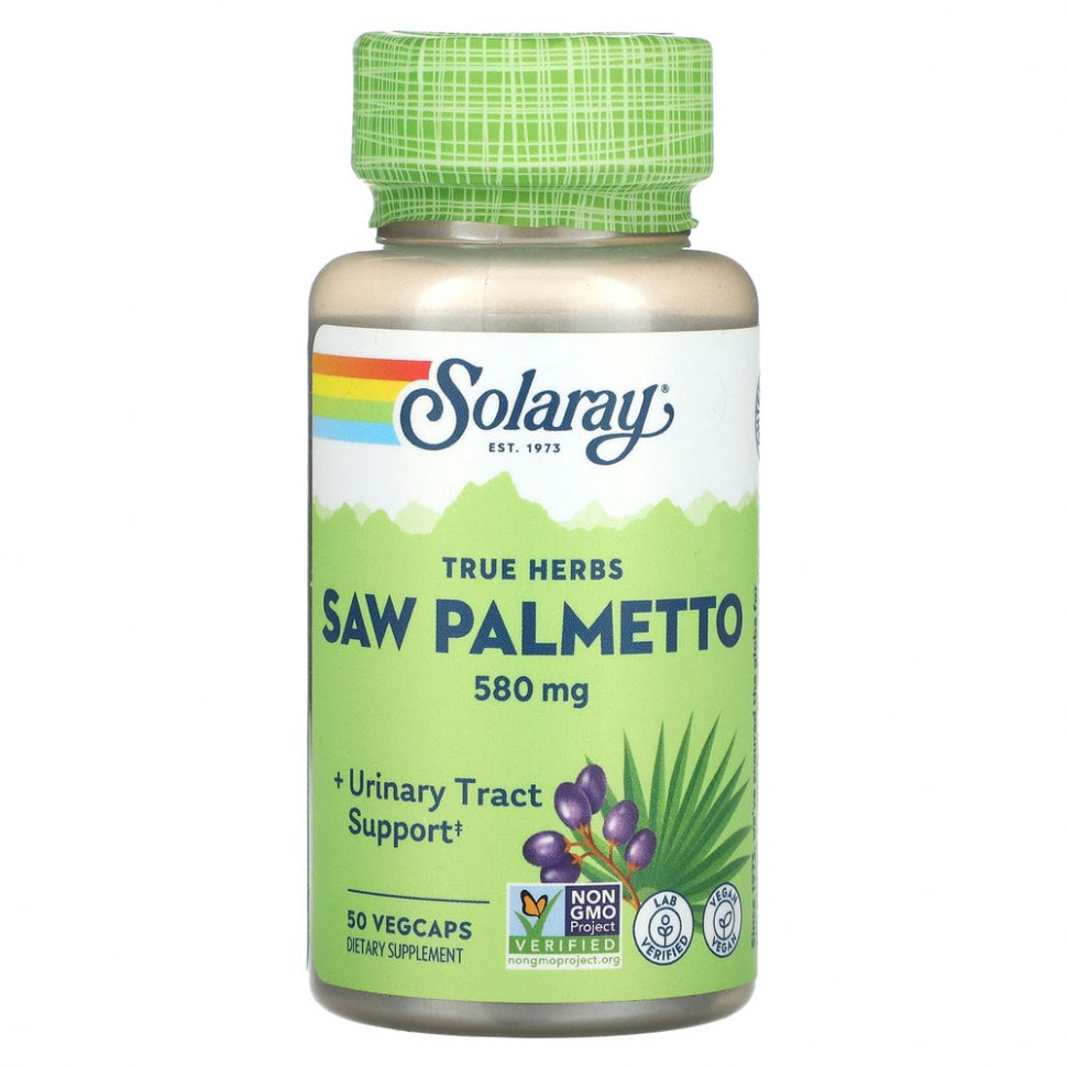   Solaray, True Herbs Saw Palmetto, 580 , 50      -     -,    