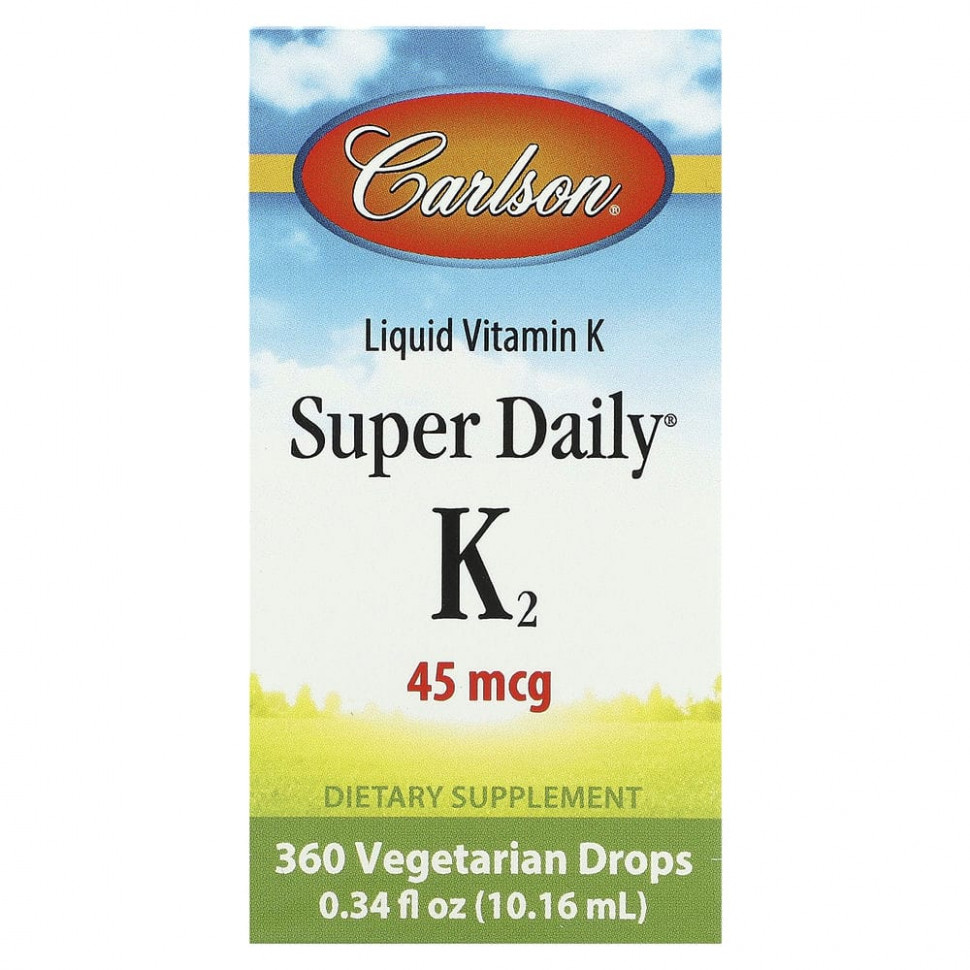   Carlson, Liquid Vitamin K, Super Daily K2, 0.34 fl oz (10.16 ml)    -     -,    