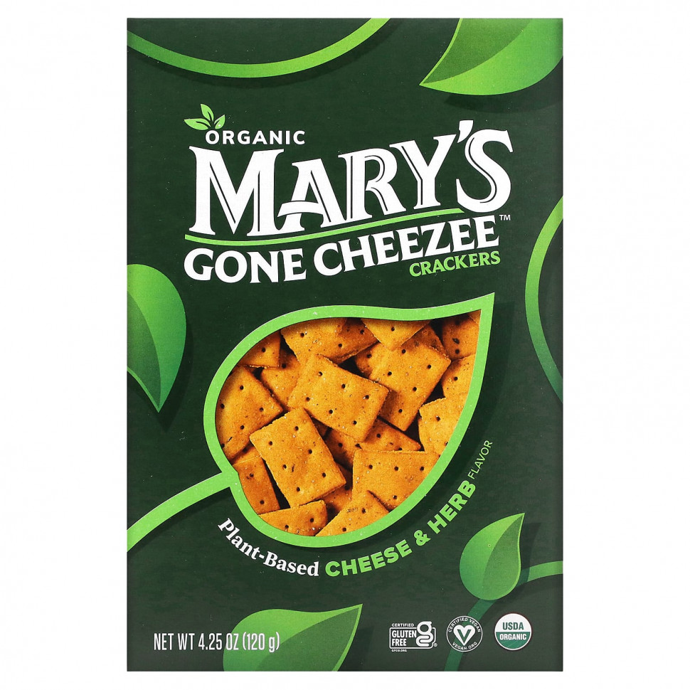   Mary's Gone Crackers, Mary's Gone Cheezee Plant-Based Cheese & Herb, 4.25 oz (120 g)    -     -,    