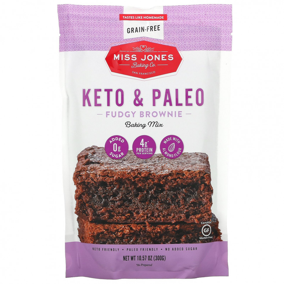   Miss Jones Baking Co,    Keto & Paleo Fudgy Brownie, 300  (10,57 )    -     -,    