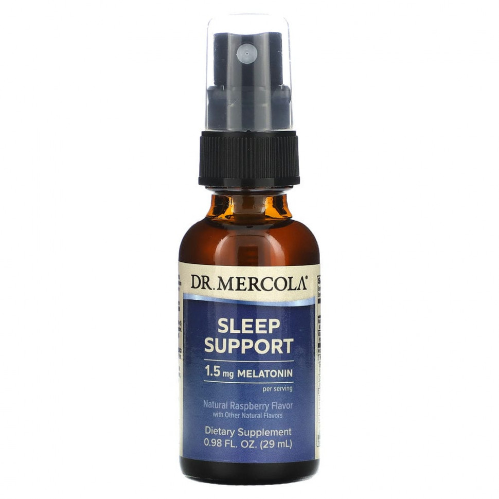   Dr. Mercola, Sleep Support with Melatonin, Raspberry Flavor, 0.85 fl oz (25 ml)    -     -,    