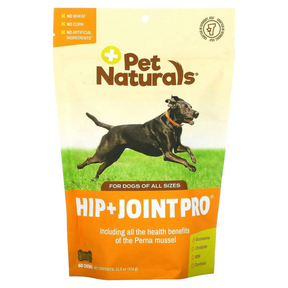   Pet Naturals of Vermont, Hip + Joint Max, For Dogs, 60 Chews, 11.2 oz (318 g)    -     -,    