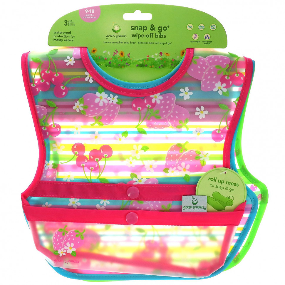   Green Sprouts,  Snap & Go Wipe Off, 9-18 , 3 .      -     -,    