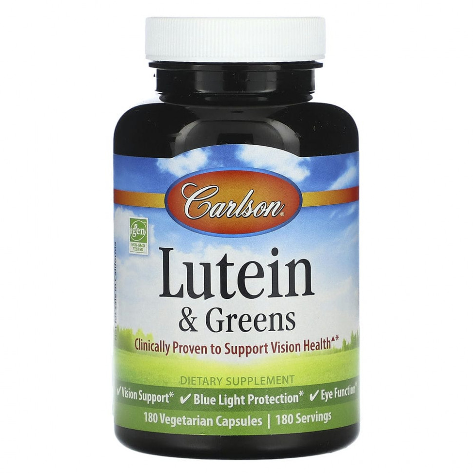   Carlson, Lutein & Greens, 180 Vegetarian Capsules    -     -,    