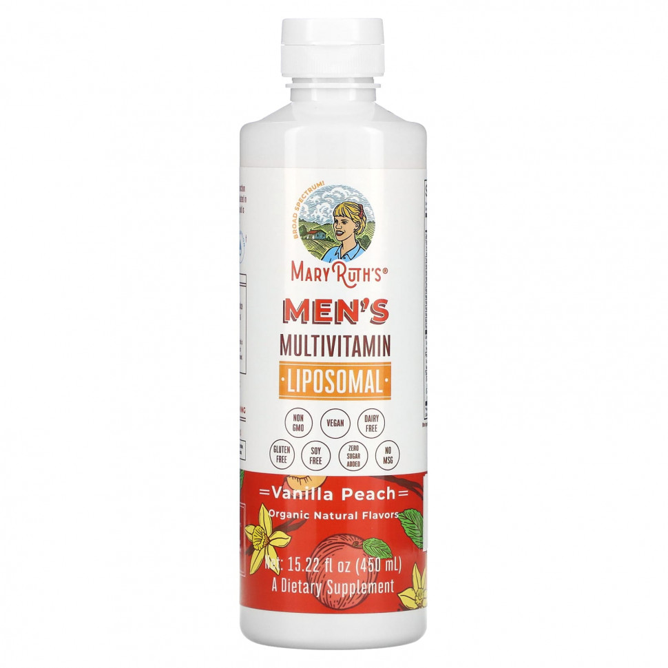   MaryRuth Organics, Men's Multivitamin Liposomal, Vanilla Peach, 15.22 fl oz (450 ml)    -     -,    