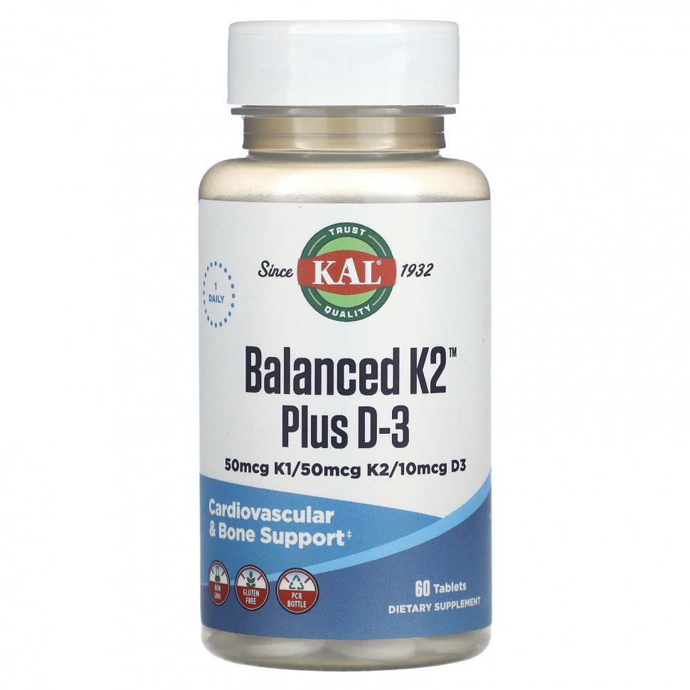   KAL, Balanced K2 Plus D3, 60 Tablets    -     -,    