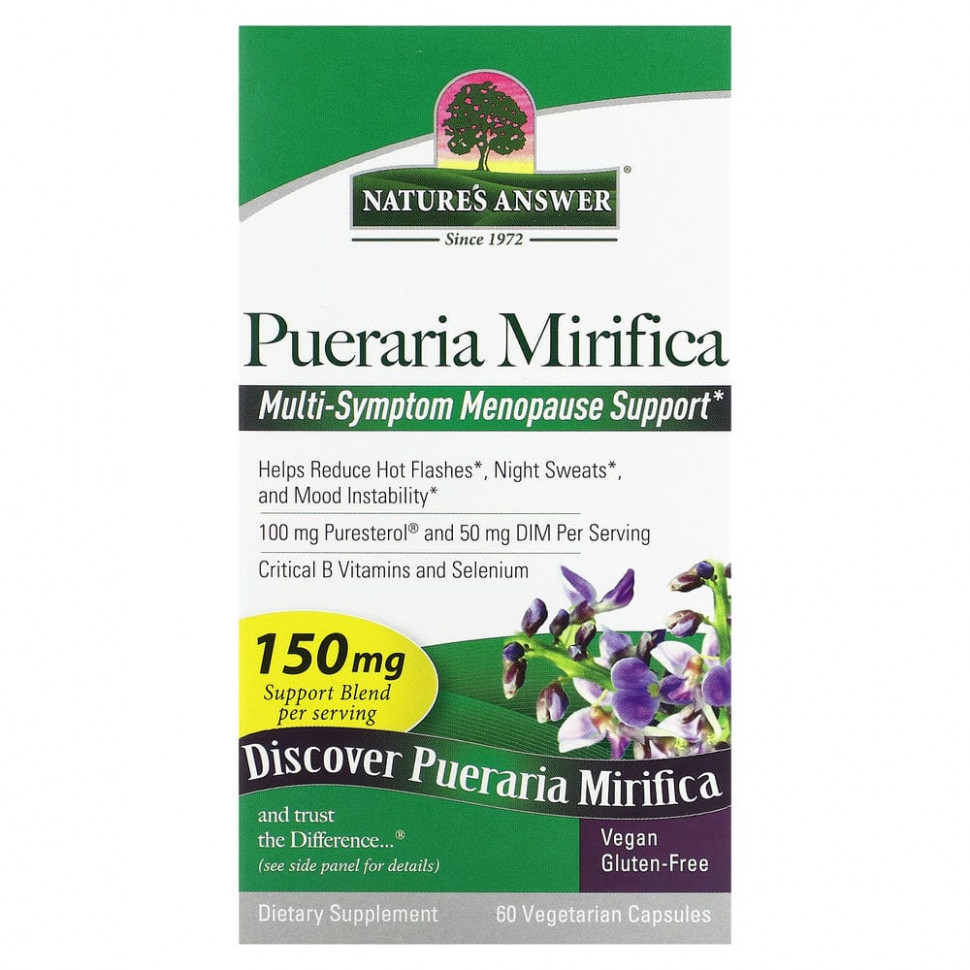   Nature's Answer, Pueraria Mirifica, 100 mg, 60 Vegetarian Capsules    -     -,    