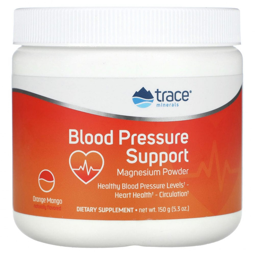   Trace Minerals , Blood Pressure Support Magnesium Powder, Orange Mango, 5.3 oz (150 g)    -     -,    