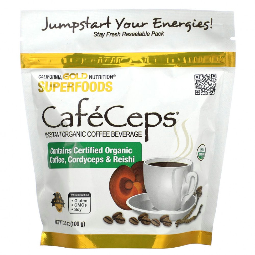   California Gold Nutrition, SUPERFOODS, Caf?Ceps,           , 100  (3,5 )    -     -,    