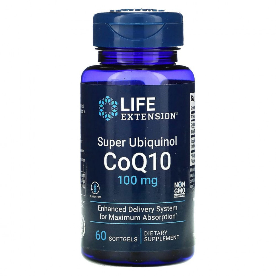   Life Extension, Super Ubiquinol CoQ10 with Enhanced Mitochondrial Support, 100 , 60       -     -,    