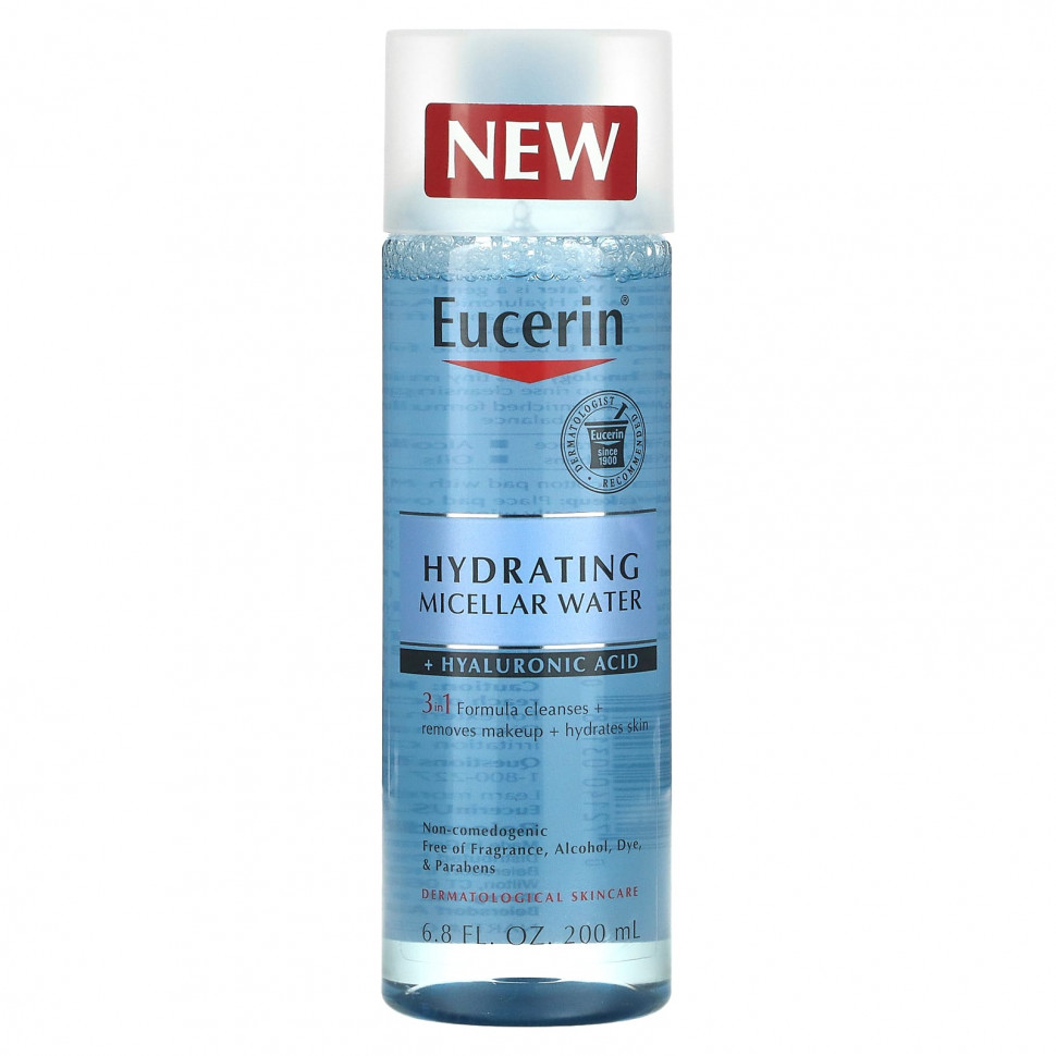   Eucerin, Hydrating Micellar Water + Hyaluronic Acid, 6.8 fl oz (200 ml)    -     -,    