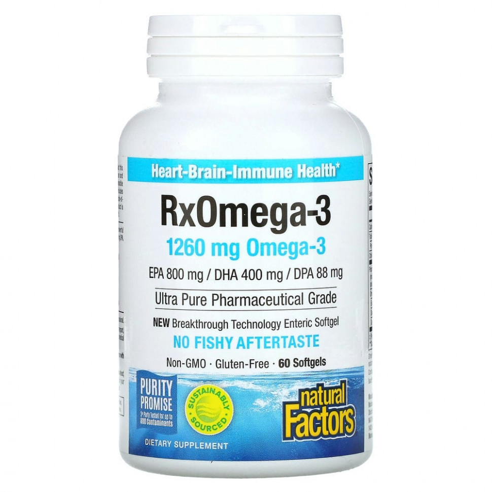   Natural Factors, RxOmega-3, 630 , 60  Enteripure    -     -,    