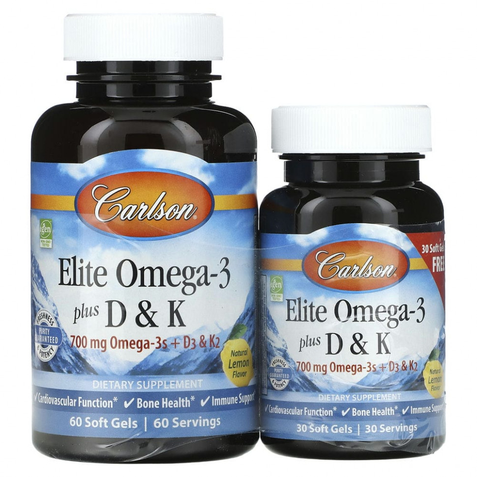   Carlson Labs, Elite Omega-3   D  K,   , 60 (+ 30 )      -     -,    