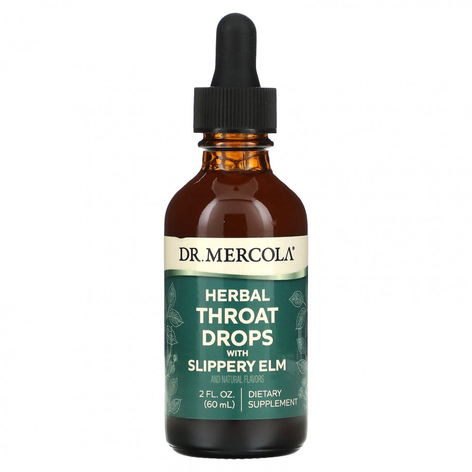   Dr. Mercola, Herbal Throat Drops with Slippery Elm, 2 fl oz (60 ml)    -     -,    