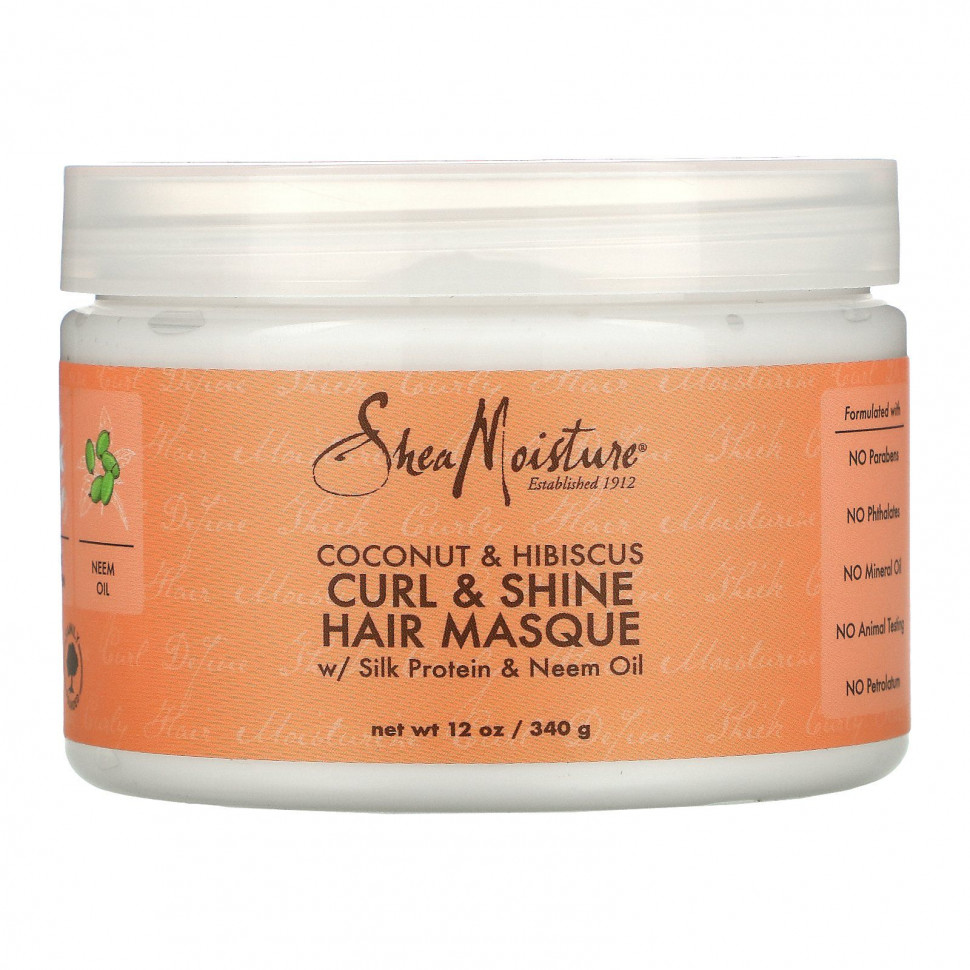   SheaMoisture, Curl & Shine Hair Masque, Coconut & Hibiscus, 12 oz (340 g)    -     -,    