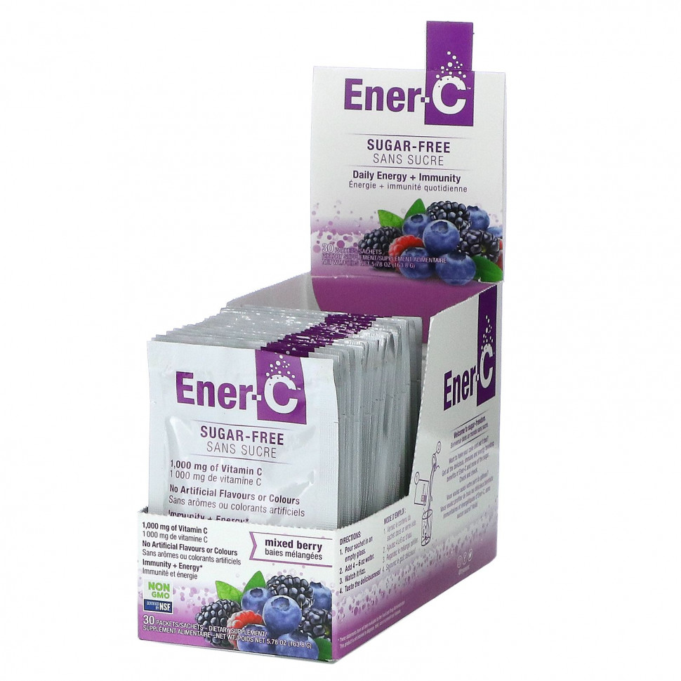   Ener-C, Vitamin C, Multivitamin Drink Mix, Surgar Free, Mixed Berry, 1,000 mg, 30 Packets, 0.2 oz (5.46 g) Each    -     -,    