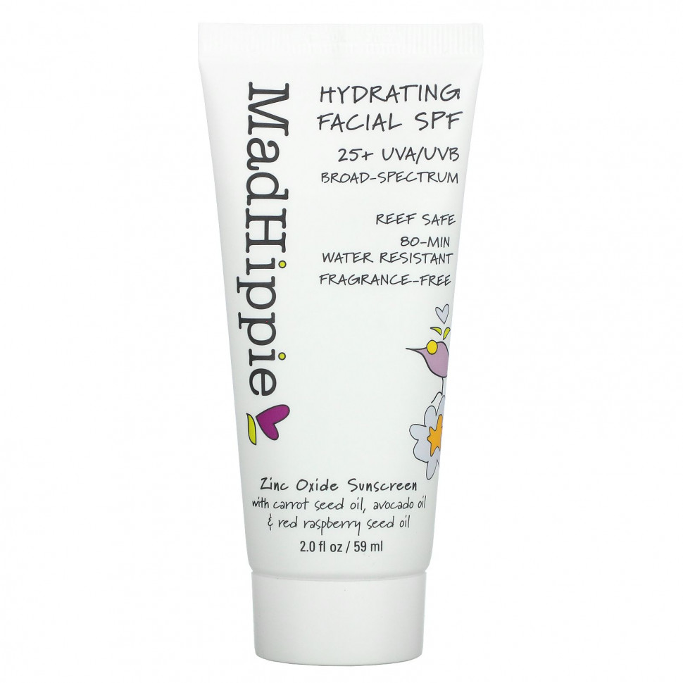   Mad Hippie, Hydrating Facial SPF 25+, Fragrance Free, 2 fl oz (59 ml)    -     -,    