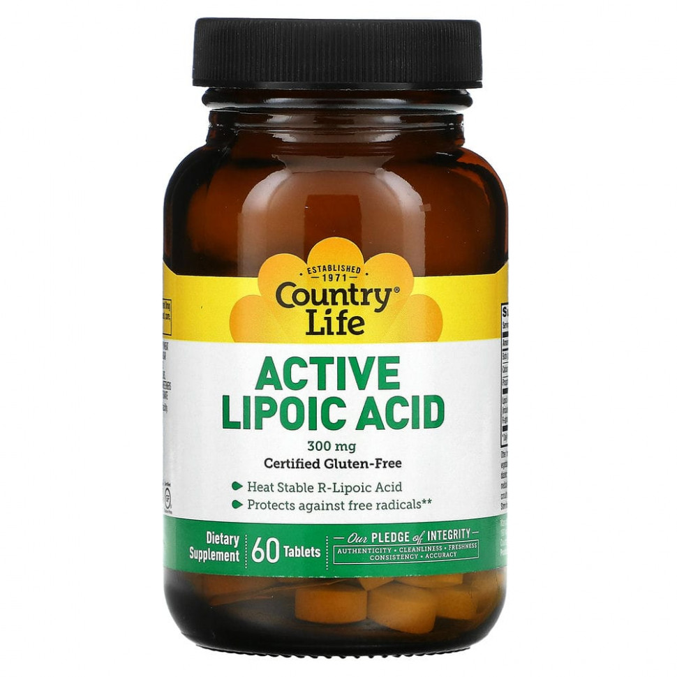   Country Life, Active Lipoic Acid, Time Release, 300 mg, 60 Tablets    -     -,    