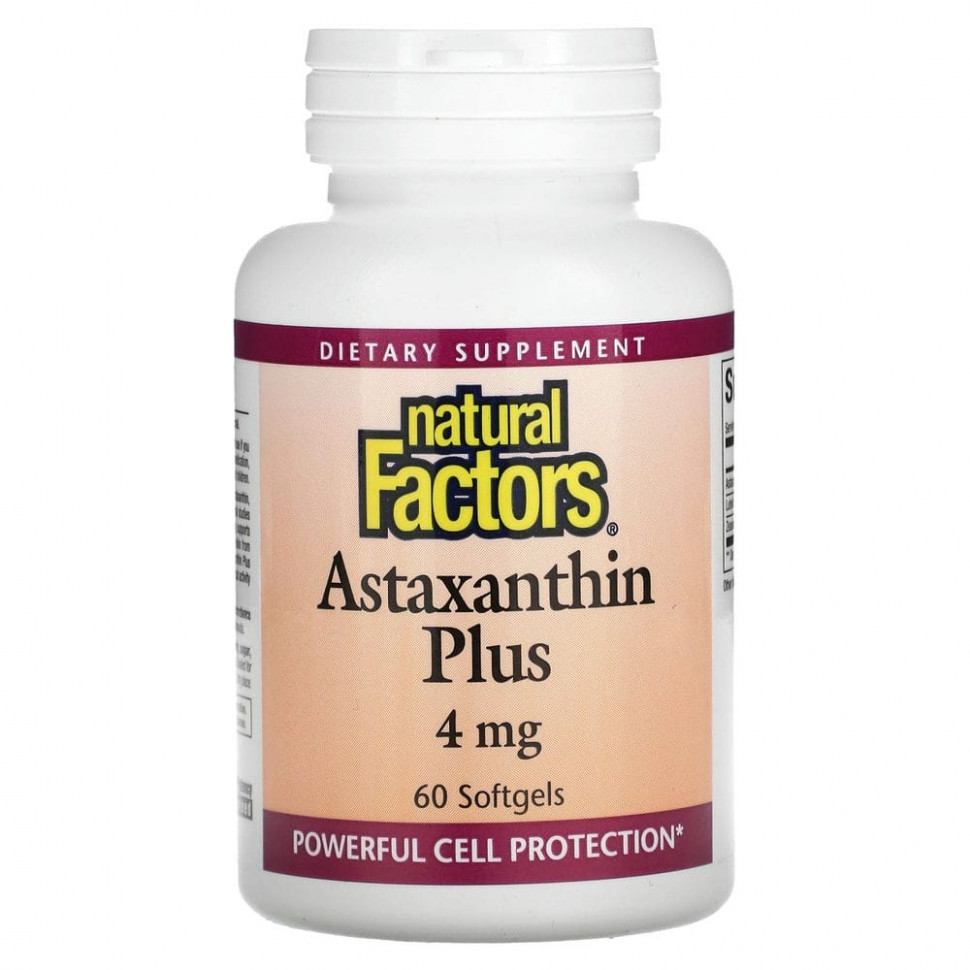   Natural Factors, Astaxanthin Plus, , 4 , 60     -     -,    