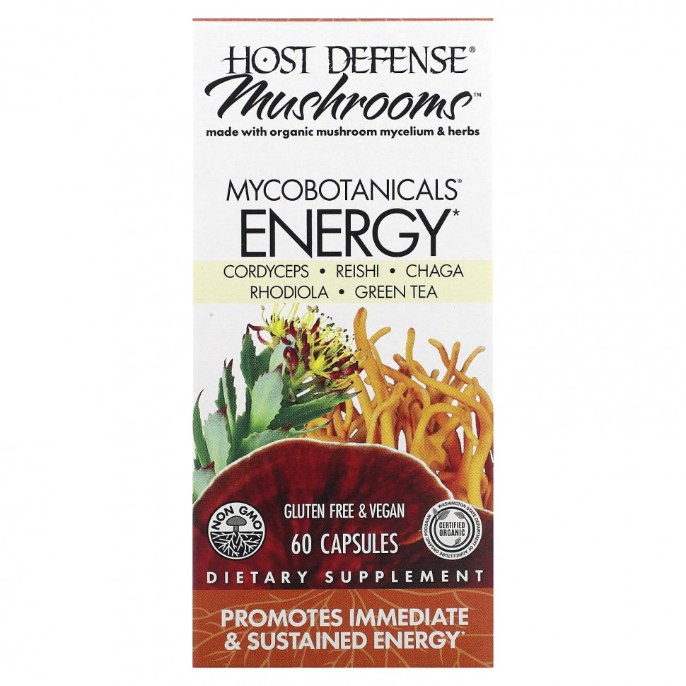   Fungi Perfecti Host Defense, Mushrooms, MycoBotanicals, Energy, 60     -     -,    