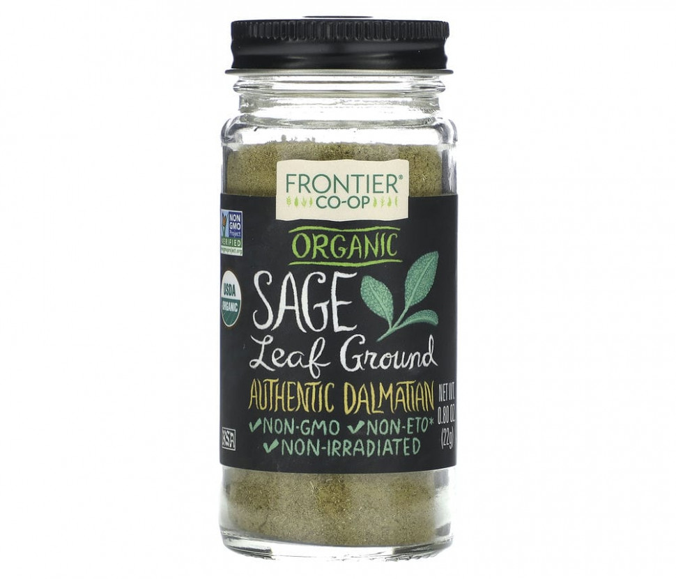   Frontier Co-op, Organic Sage Leaf Ground, 0.8 oz (22 g)    -     -,    