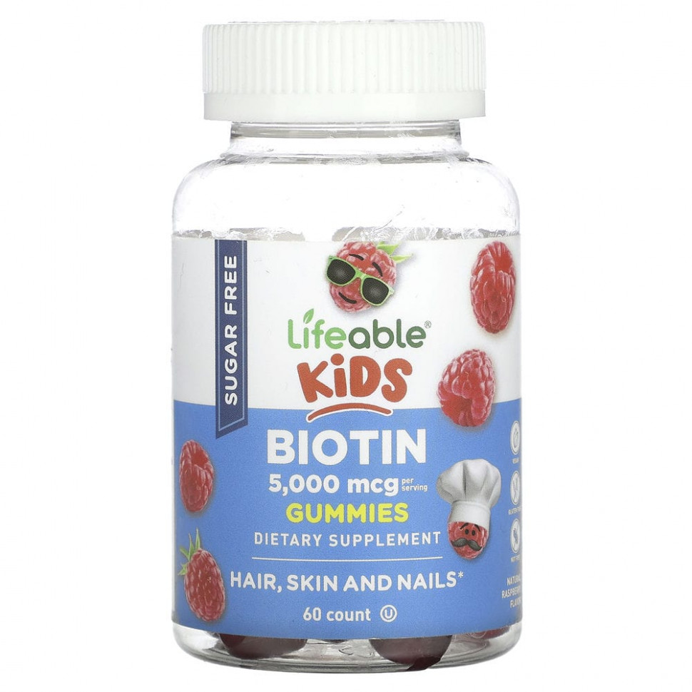   Lifeable, Kids Biotin Gummies, , 2500 , 60 .    -     -,    