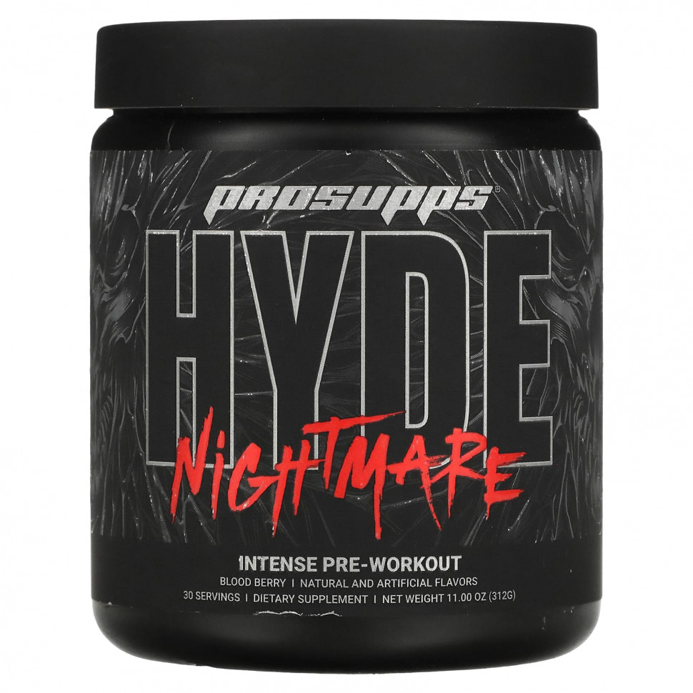   ProSupps, Hyde Nightmare, Intense Pre-Workout, Blood Berry, 11 oz (312 g)    -     -,    