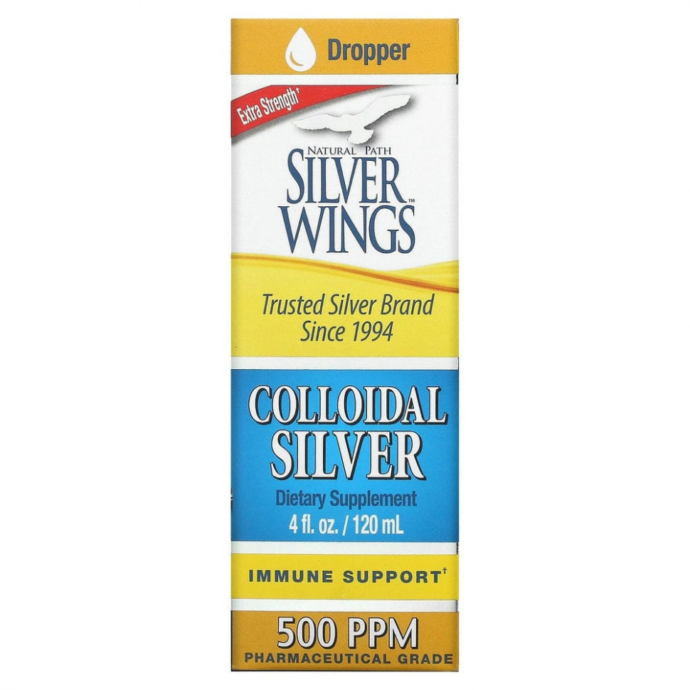   Natural Path Silver Wings, Colloidal Silver, Extra Strength, 500 /, 120  (4  )    -     -,    