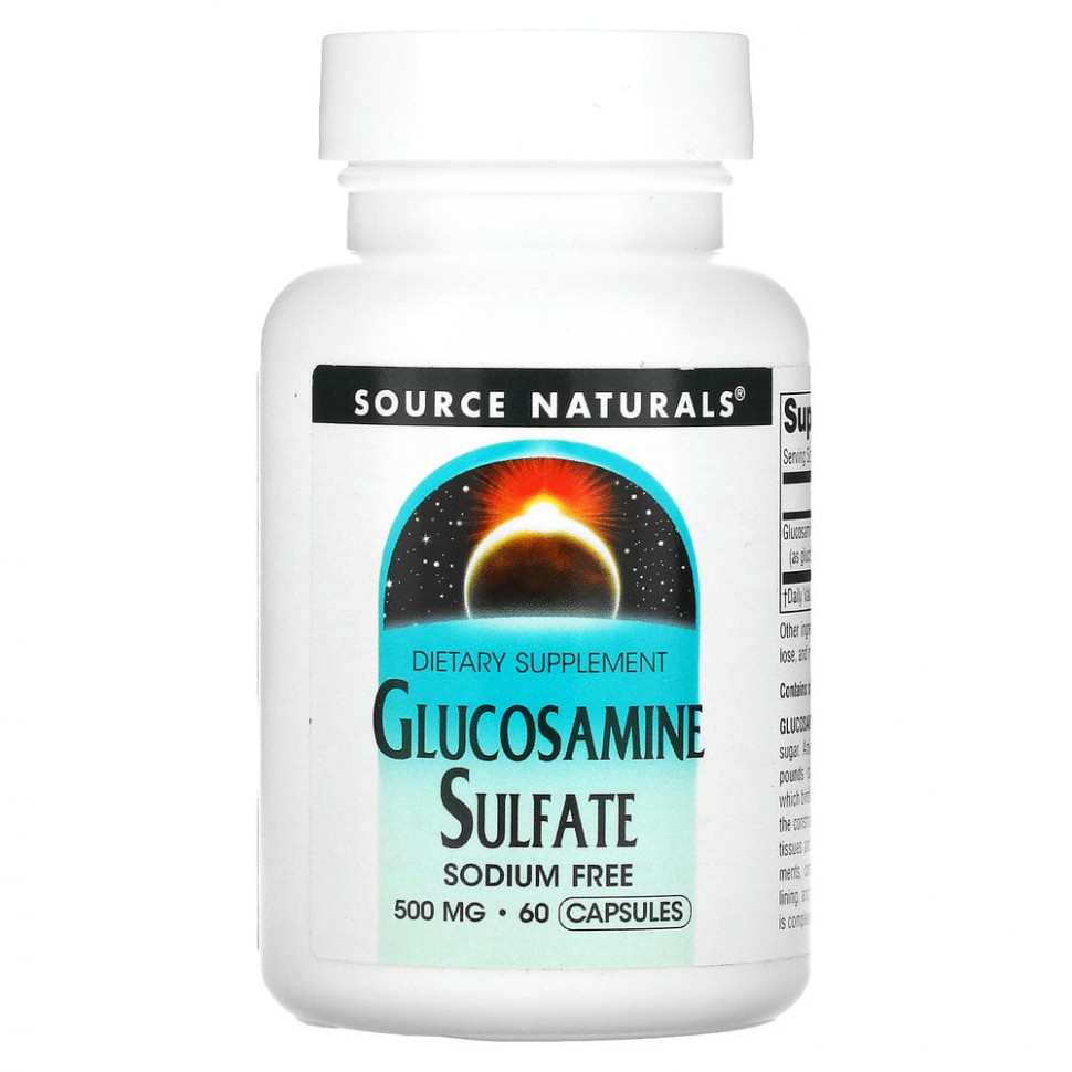   Source Naturals, Glucosamine Sulfate, Sodium Free, 500 mg, 60 Capsules    -     -,    