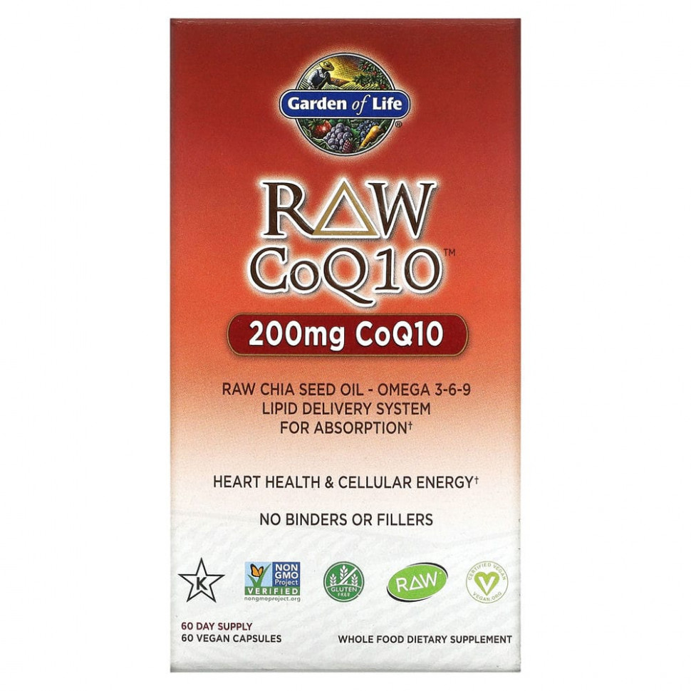   Garden of Life, RAW CoQ10, 200 , 60      -     -,    