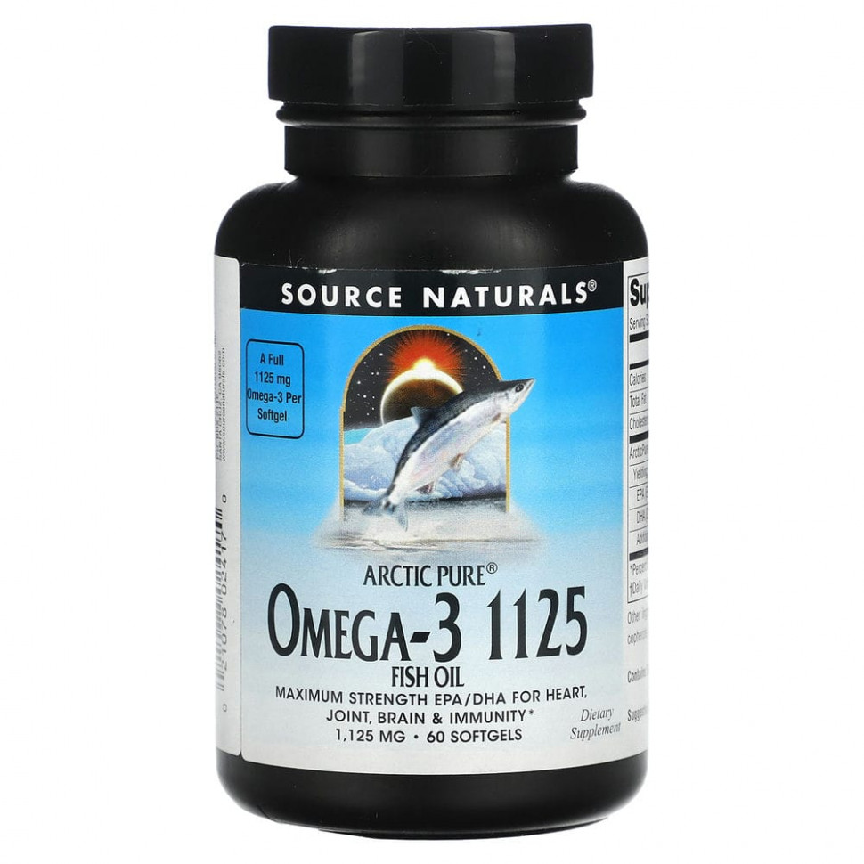   Source Naturals, Arctic Pure, Omega-3 Fish Oil, 1,125 mg, 60 Softgels    -     -,    