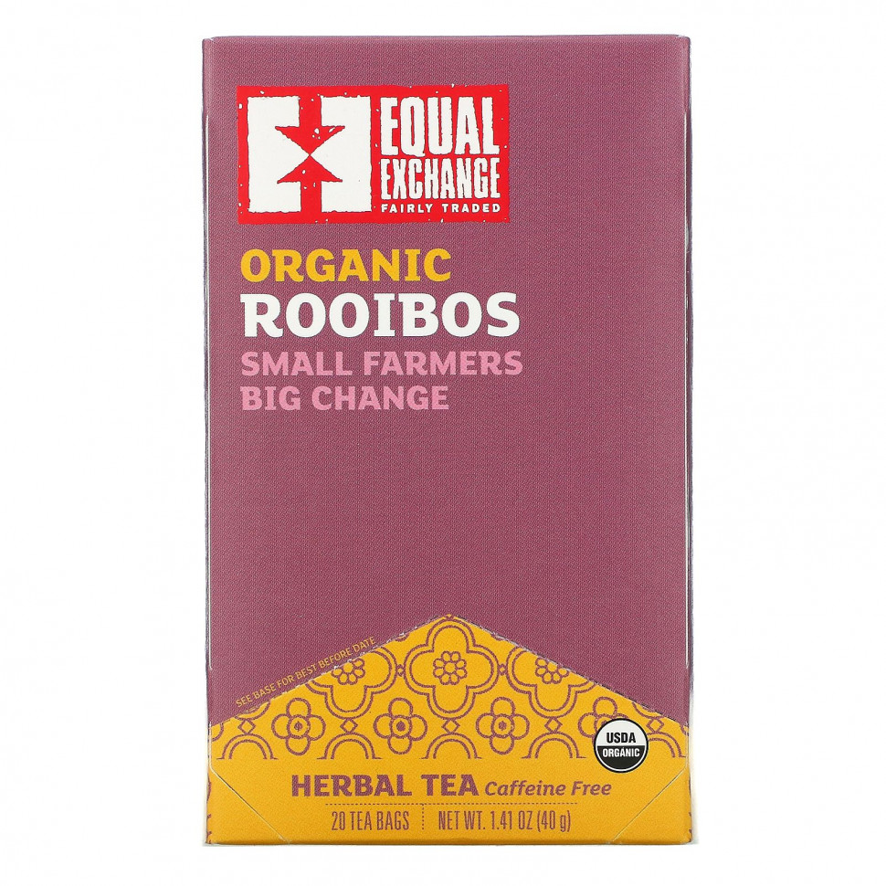   Equal Exchange, Organic Rooibos, Herbal Tea, 20 Tea Bags, 1.41 oz ( 40 g)    -     -,    