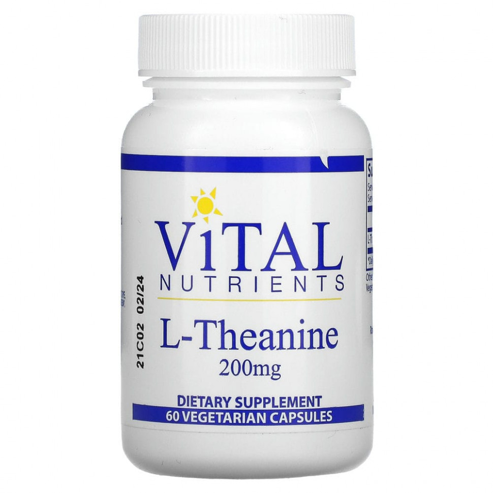   Vital Nutrients, L- Theanine, 200mg, 60 Veggie Capsules    -     -,    