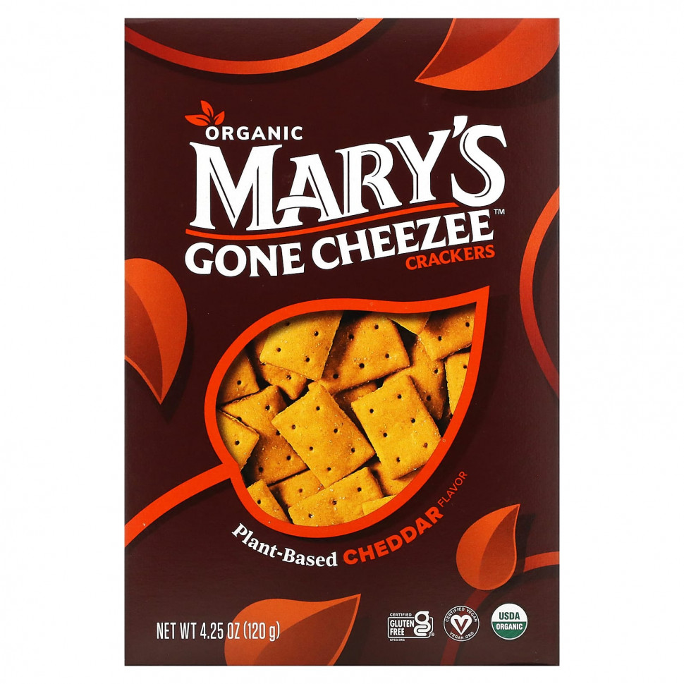   Mary's Gone Crackers, Mary's Gone Cheezee Plant-Based Crackers, Cheddar, 4.25 oz (120 g)    -     -,    