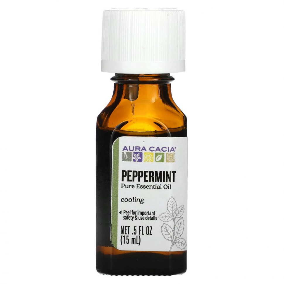   Aura Cacia, Pure Essential Oil, Peppermint, .5 fl oz (15 ml)    -     -,    